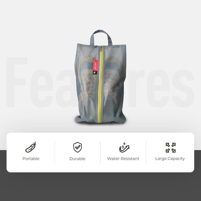 pack all Shoe Bag for Travel, Water-Resistant Shoe Pouch for Gym, Odor-Resistant Soccer Cleats Bag for Sport (Grey, 2-Pack) - Image 3